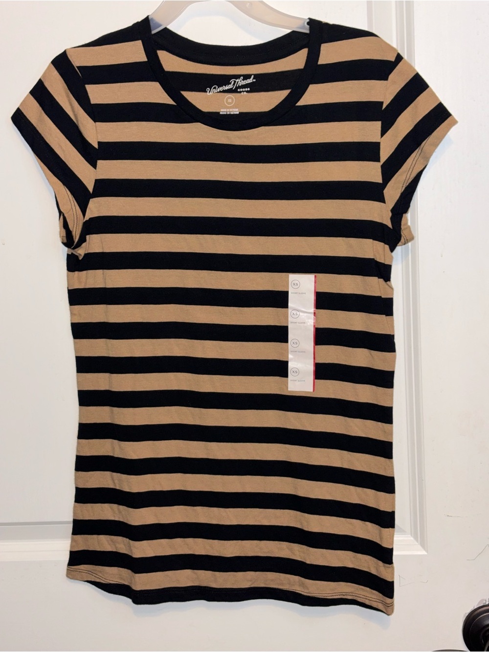 Universal Thread Striped Short-Sleeve Tee - Black & Tan